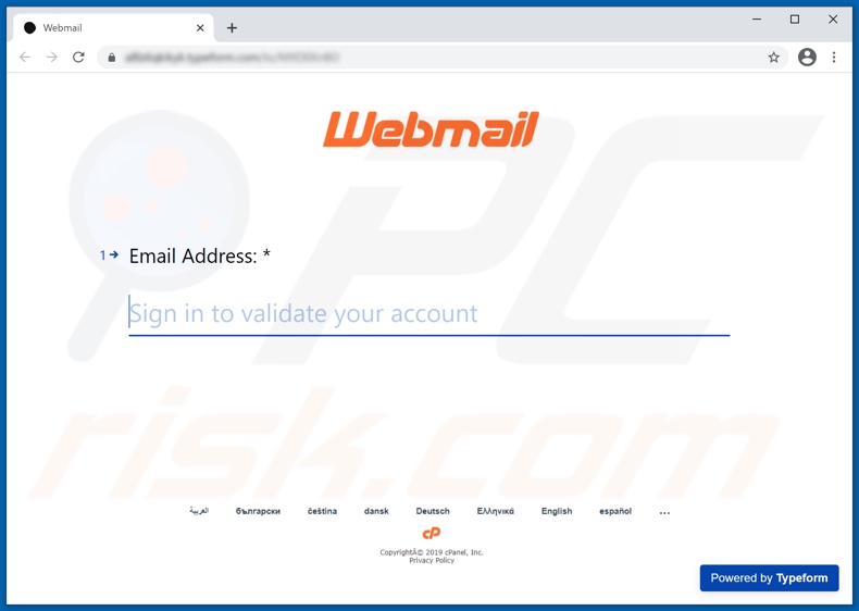 Vom Your mailbox is full E-Mail-Betrug geförderte Phishingseite