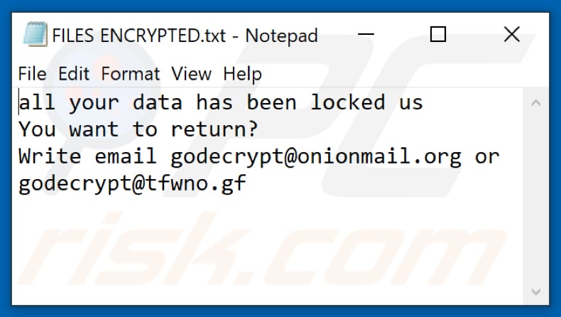 4o4 Ransomware Textdatei (FILES ENCRYPTED.txt)