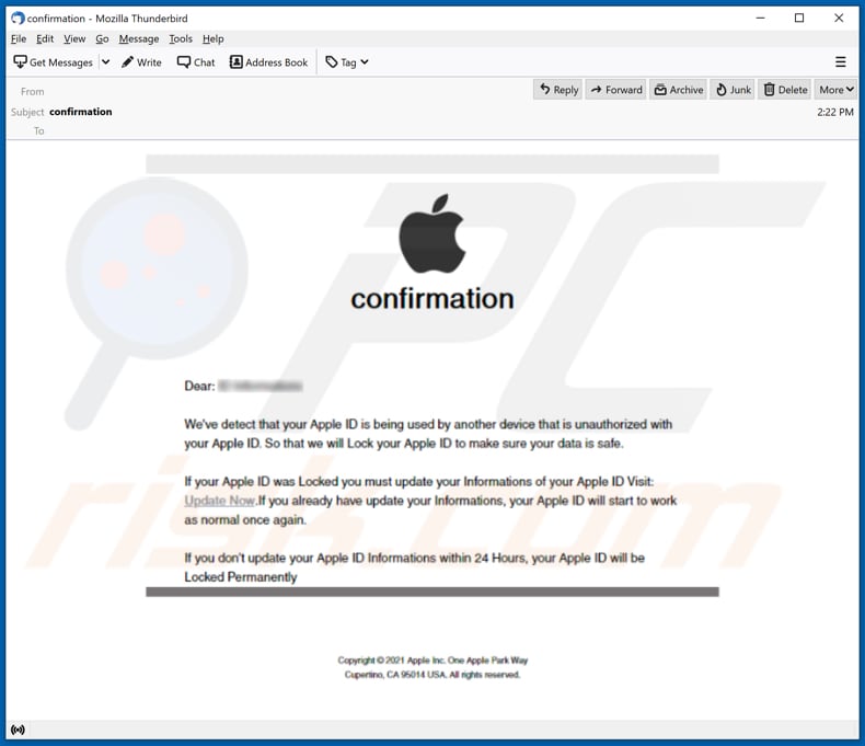 Apple ID email scam
