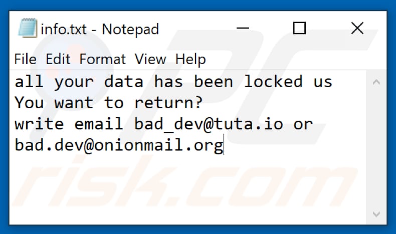 Bdev Ransomware Textdatei (info.txt)