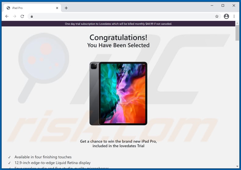 Chance To Win The New iPad Pro scam