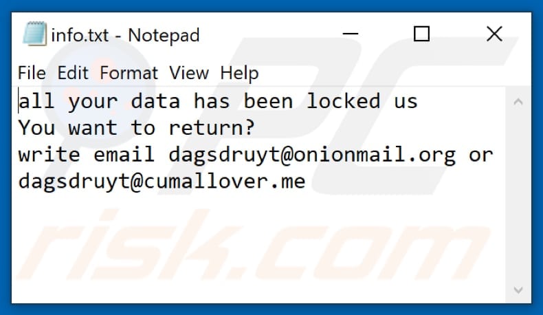 Cum Ransomware Textdatei (info.txt)