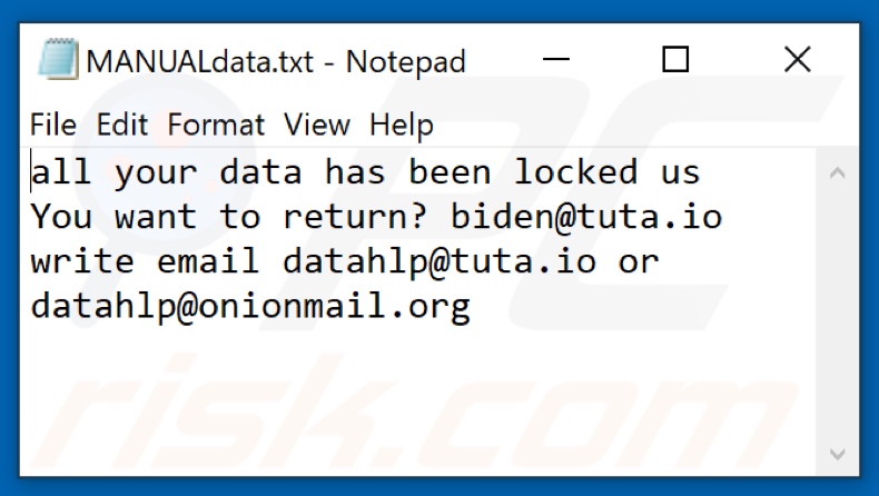 Dhlp Ransomware Textdatei (MANUALdata.txt)