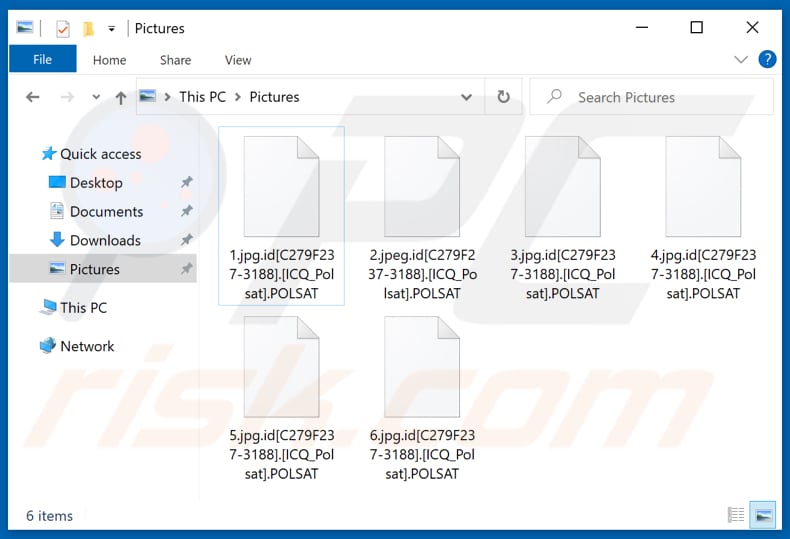 Von POLSAT Ransomware verschlüsselte Dateien (.POLSAT Erweiterung)