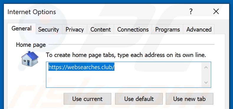 websearches.club von der Internet Explorer Startseite entfernen