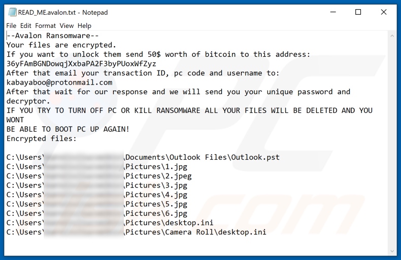 Avalon Ransomware Textdatei (READ_ME.avalon.txt)