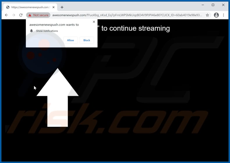 awesomenewspush[.]com Pop-up Weiterleitungen