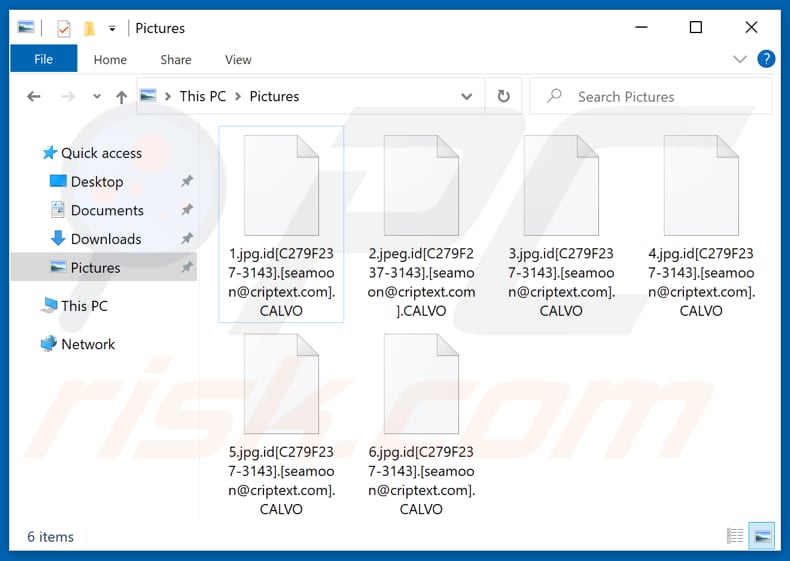 Von CALVO Ransomware verschlüsselte Dateien (.CALVO Erweiterung)