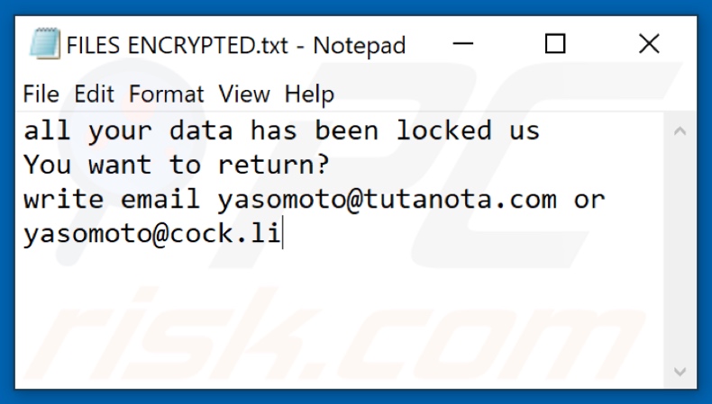 Cesar Ransomware Textdatei (FILES ENCRYPTED.txt)