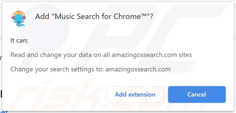 Der Music Search for Chrome Browserentführer bittet um verschiedene Genehmigungen