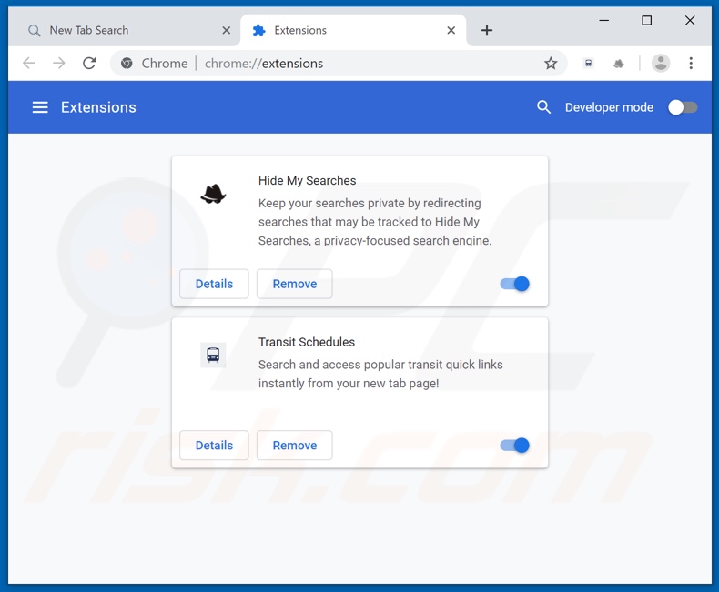 Mit nearbyme.io verwandte Google Chrome Erweiterungen entfernen