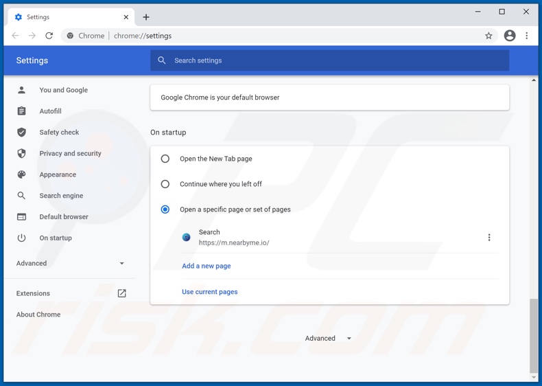 nearbyme.io von der Google Chrome Startseite entfernen