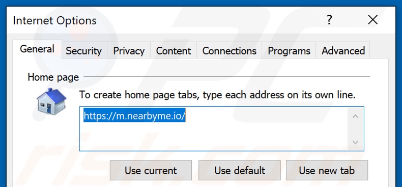 nearbyme.io von der Internet Explorer Startseite entfernen