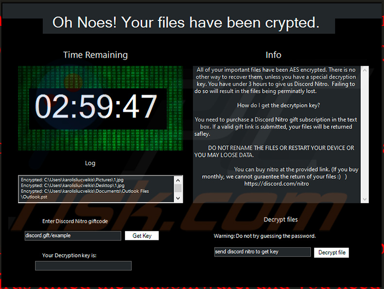 Nitro Ransomware Dialogfenster (2021-05-04)