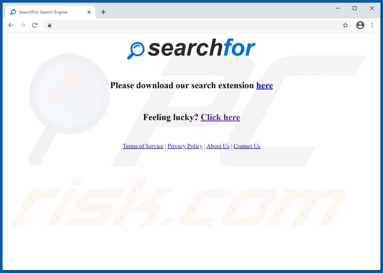 Webseite zur Förderung des SearchFor Browserentführers