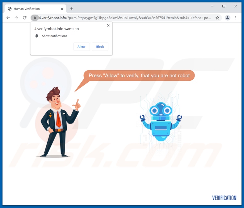 verifyrobot Seite Pop-up Weiterleitungen