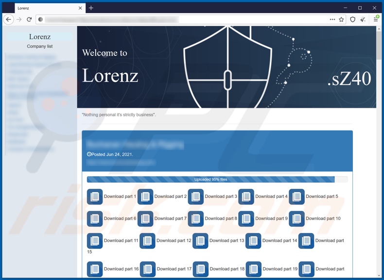 Lorenz Ransomware datenveröffenlichende Seite