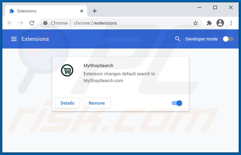 Mit myshopsearch.com verwandte Google Chrome Erweiterungen entfernen