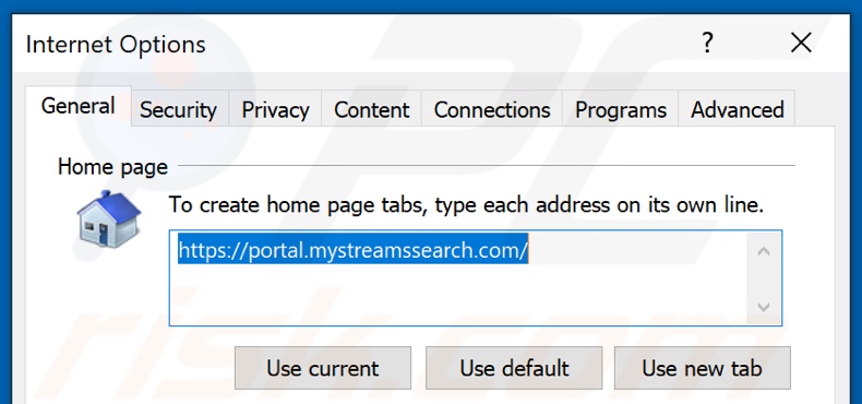 mystreamssearch.com von der Internet Explorer Startseite entfernen