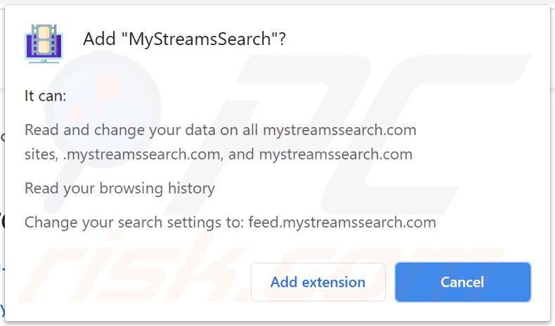 MyStreamsSearch Browserentführer bittet um Erlaubnis