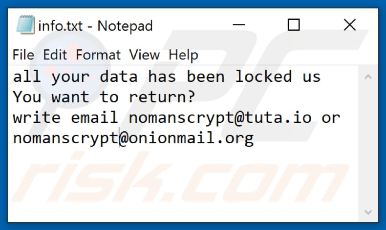 Nmc Ransomware Textdatei (info.txt)