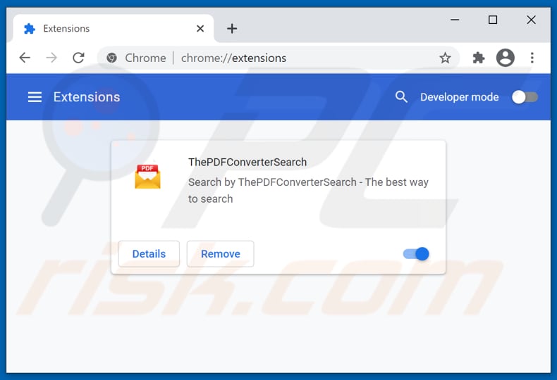 Mit thepdfconvertersearch.com verwandte Google Chrome Erweiterungen entfernen