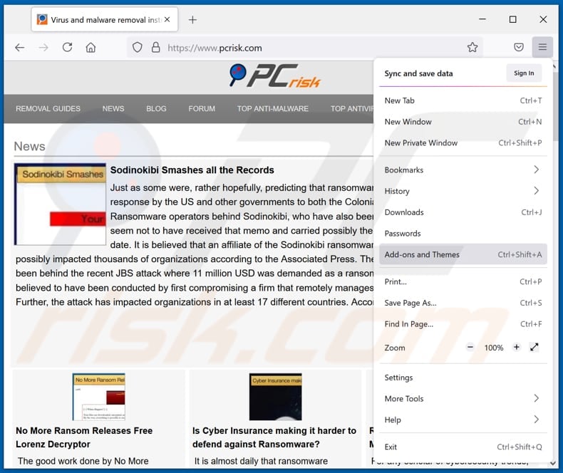 Betrügerische Erweiterungen von Mozilla Firefox entfernen Schritt 1