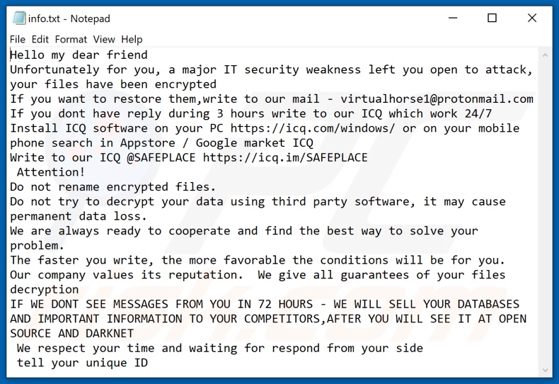 LOWPRICE Ransomware Textdatei (info.txt)