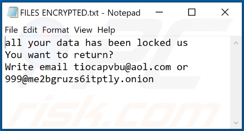 OFF Ransomware Textdatei (FILES ENCRYPTED.txt)