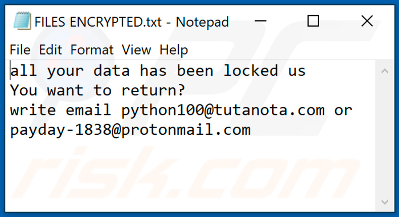 Pause Ransomware Textdatei (FILES ENCRYPTED.txt)