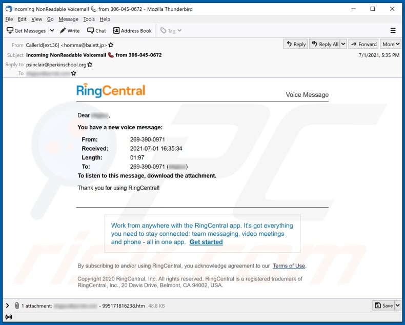 RingCentral E-Mail Spam-Kampagne