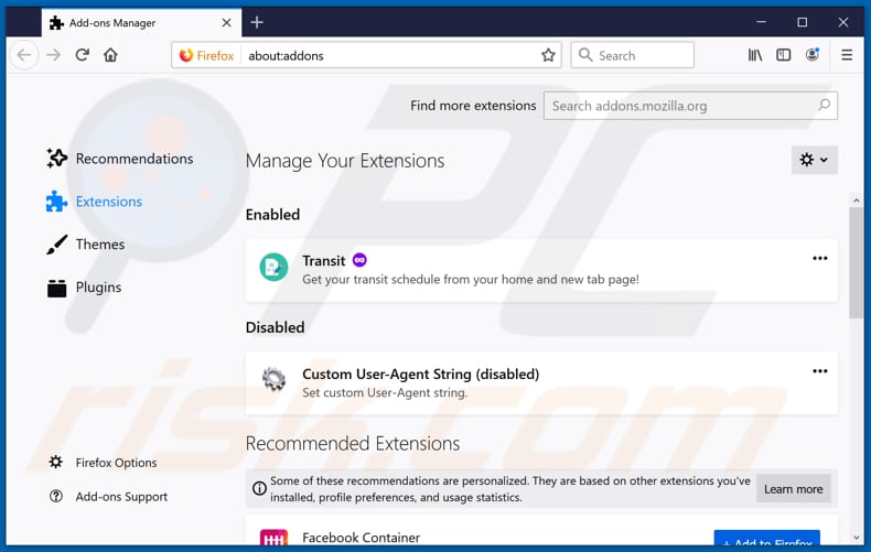 Mit searchconvertersbox.com verwandte Mozilla Firefox Erweiterungen entfernen