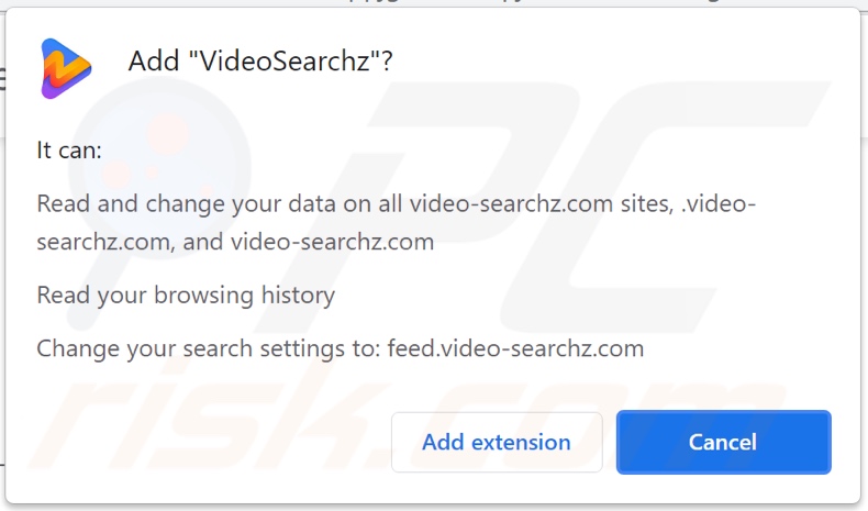 VideoSearchz Browserentführer fragt nach Genehmigungen