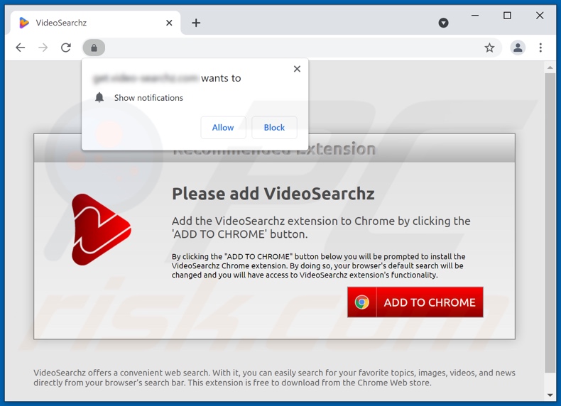 VideoSearchz Browserentführer-fördernde Webseite