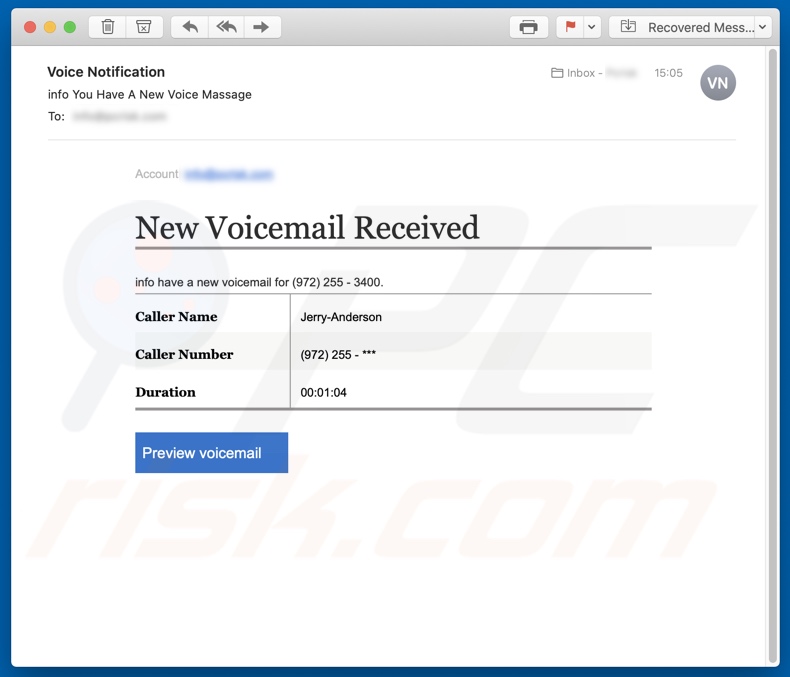 Voicemail E-Mail Spam-Kampagne