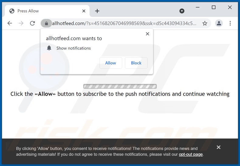 allhotfeed[.]com Pop-up Weiterleitung