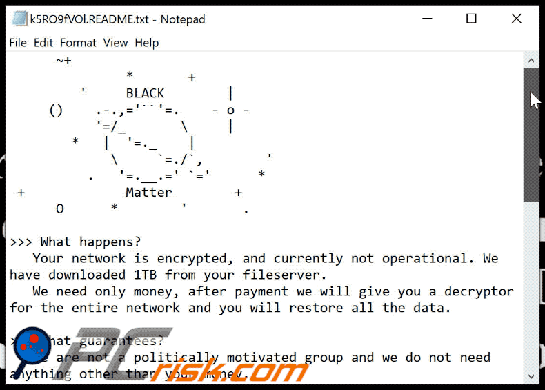 BlackMatter Ransomware Textdatei GIF ([random_string].README.txt)