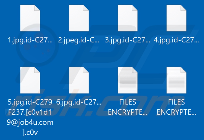 Von C0v Ransomware verschlüsselte Dateien (.c0v Erweiterung)