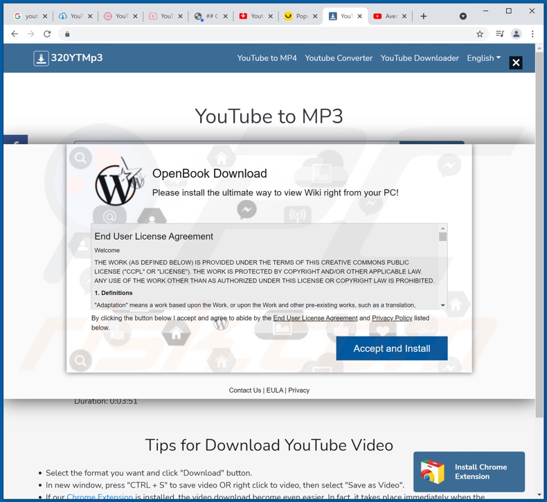 OpenBook Adware-fördernde Webseite