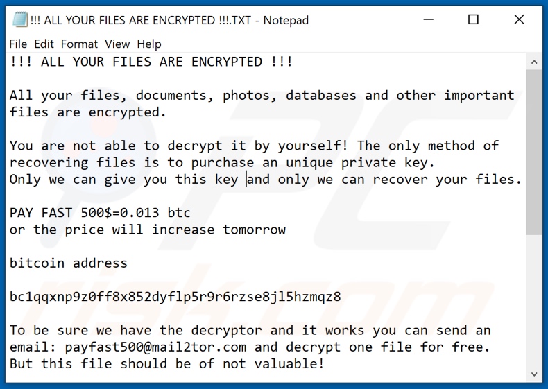 Payfast Entschlüsselungsanleitung (!!! ALL YOUR FILES ARE ENCRYPTED !!!.TXT)