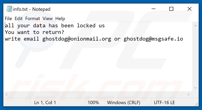 RZA Ransomware Textdatei (info.txt)