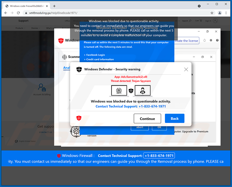 Pop-up-Betrug Windows wurde aufgrund fragwürdiger Aktivität blockiert