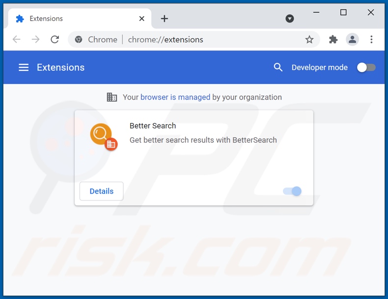 Mit bettersearchtr.com vewandte Google Chrome Erweiterungen entfernen