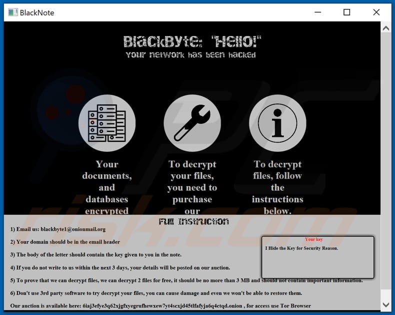 BlackByte Entschlüsselungsanleitung (BlackByte_restoremyfiles.hta)