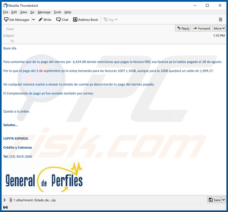 blustealer Malware E-Mail zur Anzeige von blustealer Malware 1