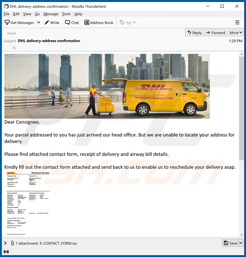 blustealer Malware E-Mail zur Anzeige von blustealer Malware 2