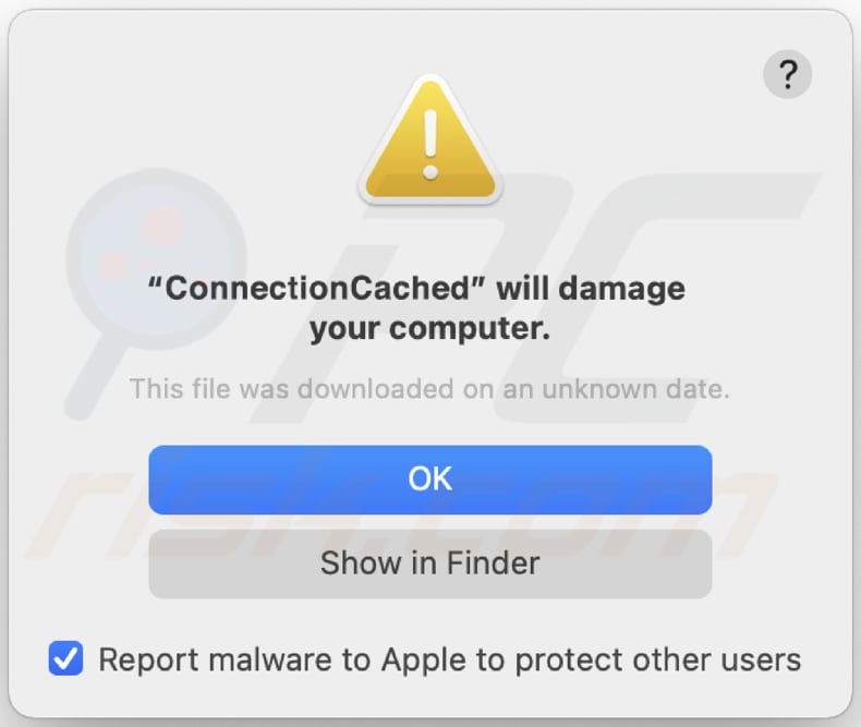 connectioncache Adware Dialogfenster wird angezeigt, während connectioncache Adware installiert wird