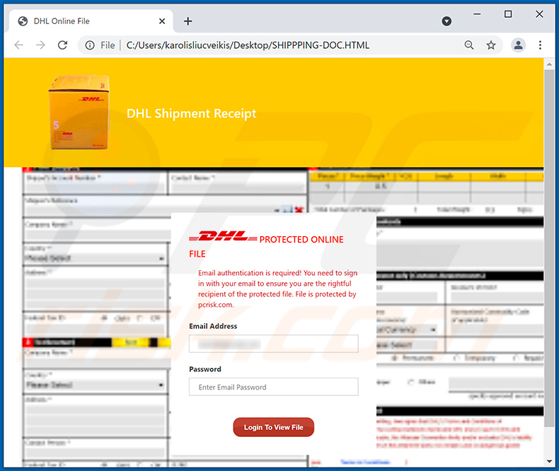 HTML Datei verbreitet über die Spam-E-Mail mit dem Thema DHL Express (2021-09-08)