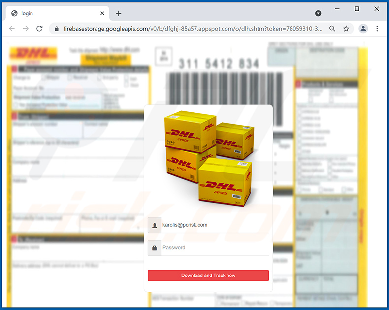 Phishing-Webseite wird über Spam-E-Mail mit DHL Express-Thema beworben (2021-09-10)