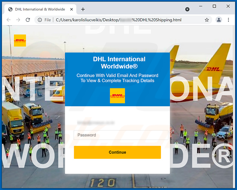 HTML-Datei im Anhang einer Spam-E-Mail mit DHL-Sendungsbestätigung (2021-09-17)